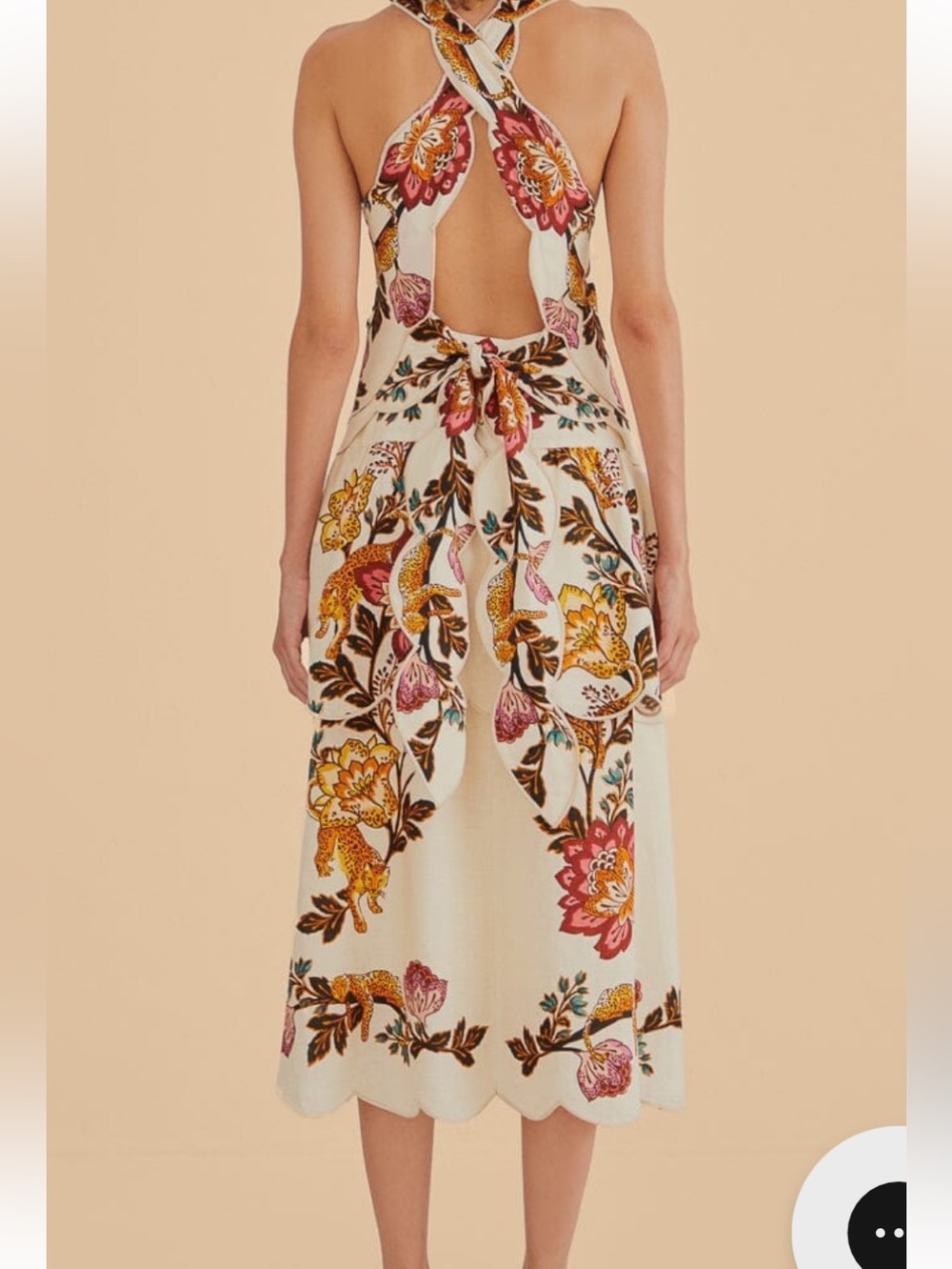 FARM Rio Leopard Flowers Print Cutout Detail Linen Blend Dress - Picture 2 of 9